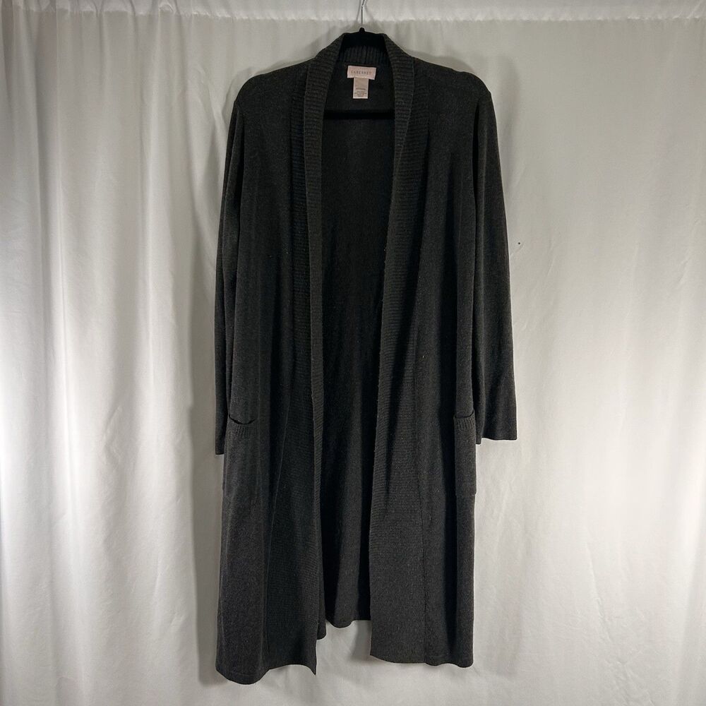 Cabernet Silk Cashmere Robe Women's Medium Grey Long Sleeve Soft Pullover